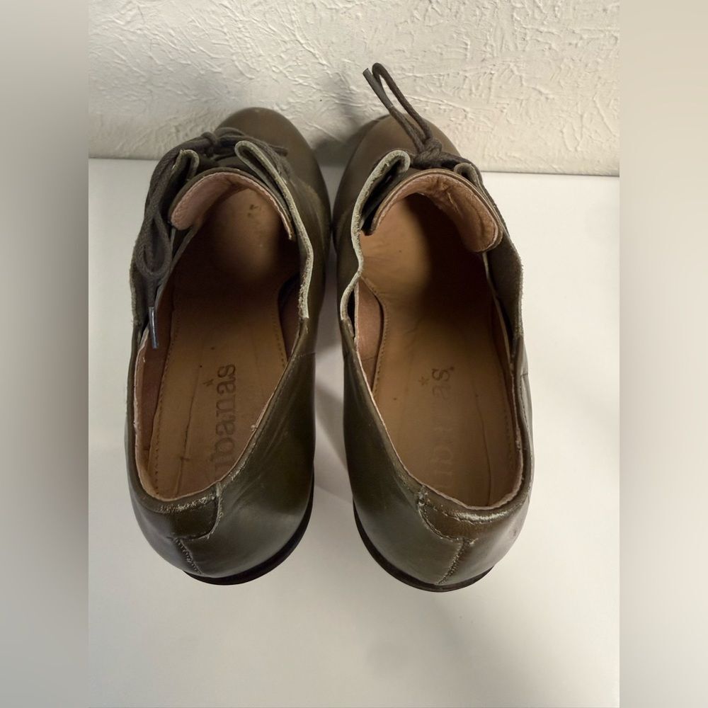 ANTHROPOLOGIE Cubanas Olive Leather Platform Oxford Clogs – Size 7 – VGUC - Picture 6 of 9